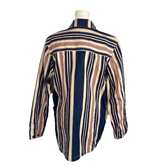 Ralph Lauren Jeans Company Striped Denim Jacket Zip Snap Red Cream Blue Medium - Picture 4 of 15